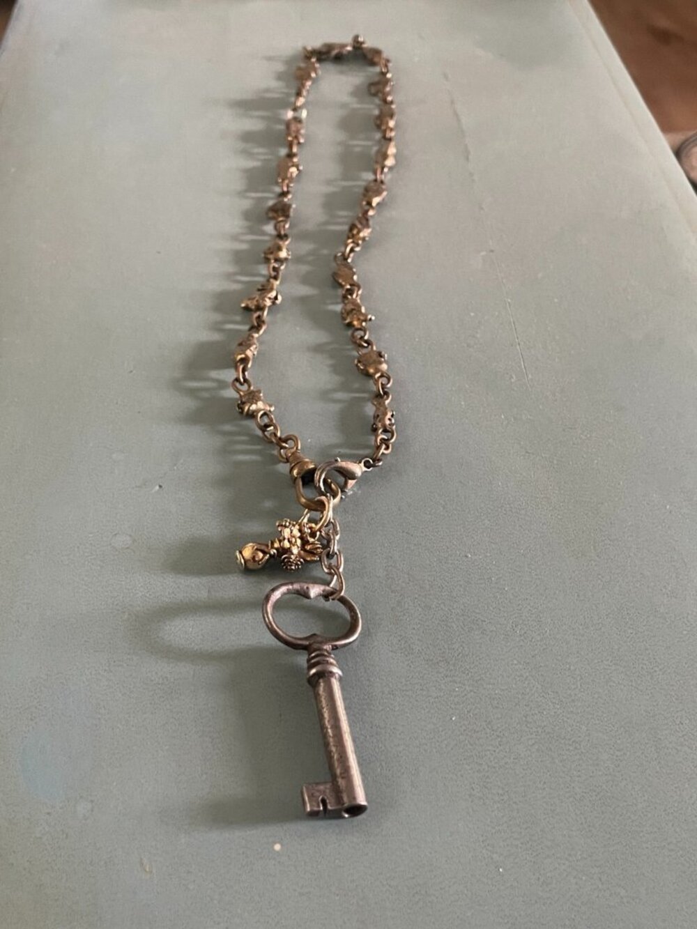 Vintage Style Skeleton Key Elephant Assemblage Necklace